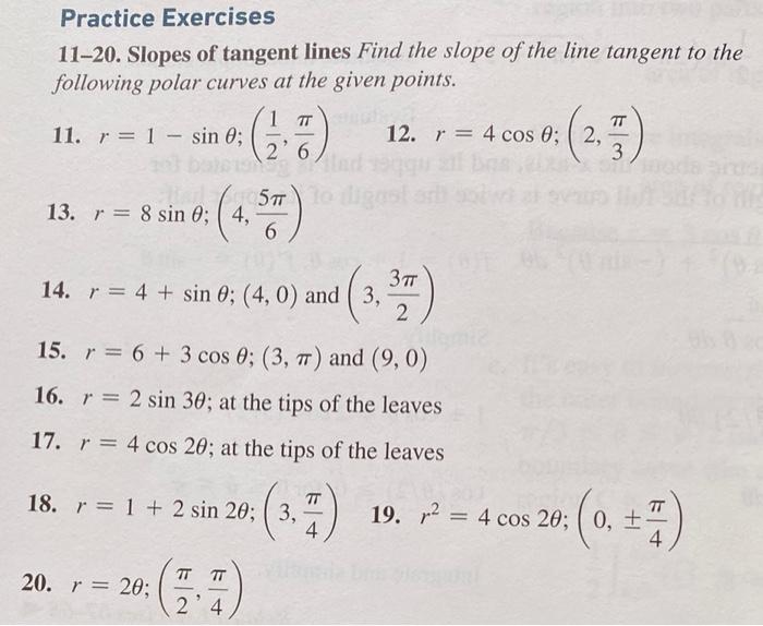 Solved Practice Exercises Slopes Of Tangent Lines Chegg