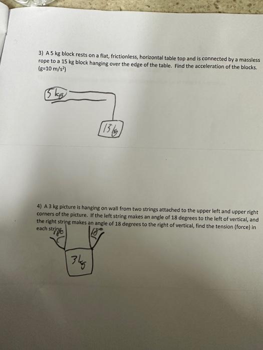 Solved 3 A 5 Kg Block Rests On A Flat Frictionless Chegg