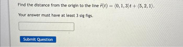 Solved Find The Distance From The Origin To The Line Chegg