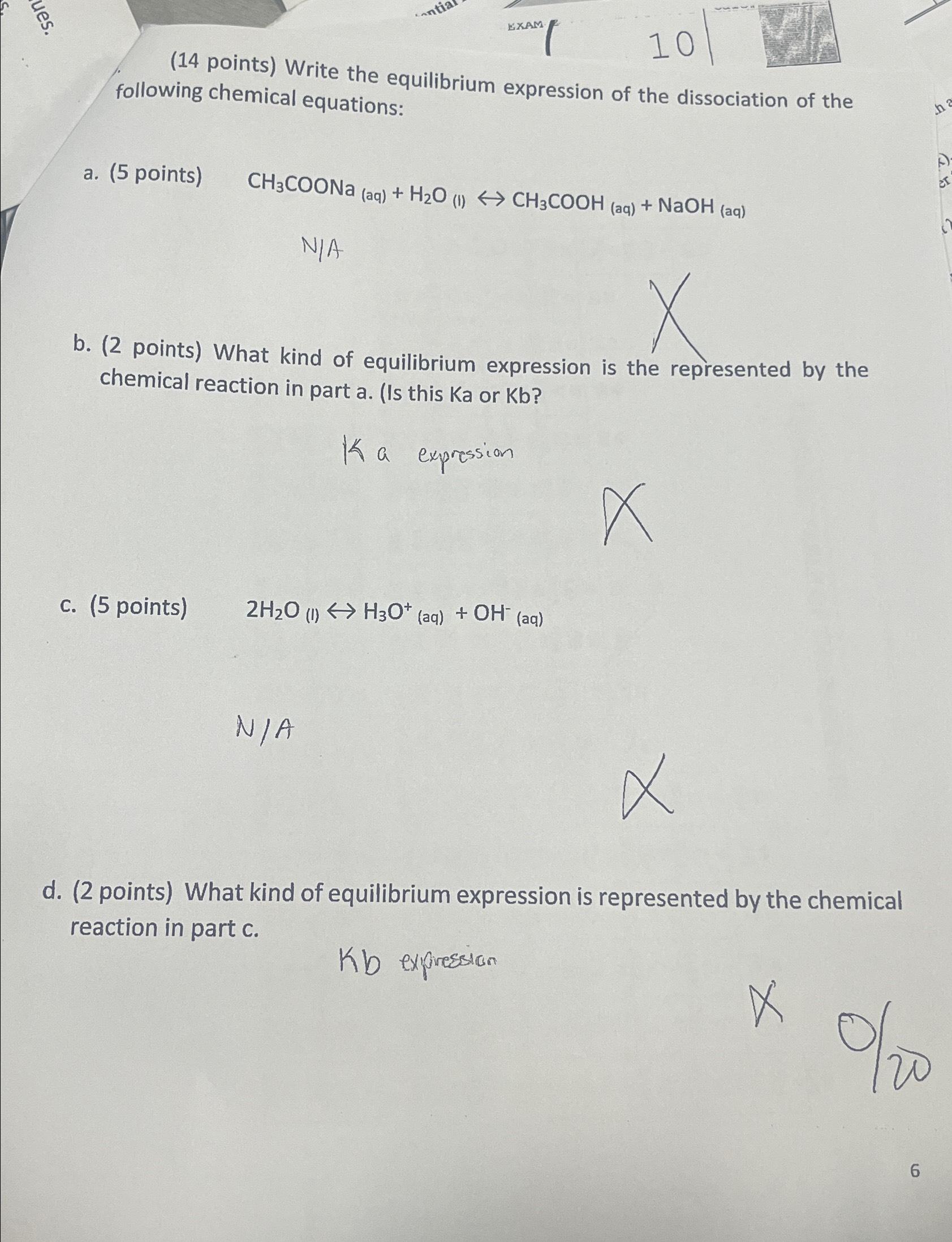 Solved 14 Points Write The Equilibrium Expression Of The Chegg