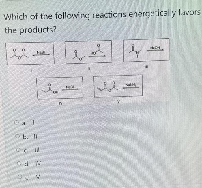 Solved Which Of The Following Reactions Energetically Favors Chegg