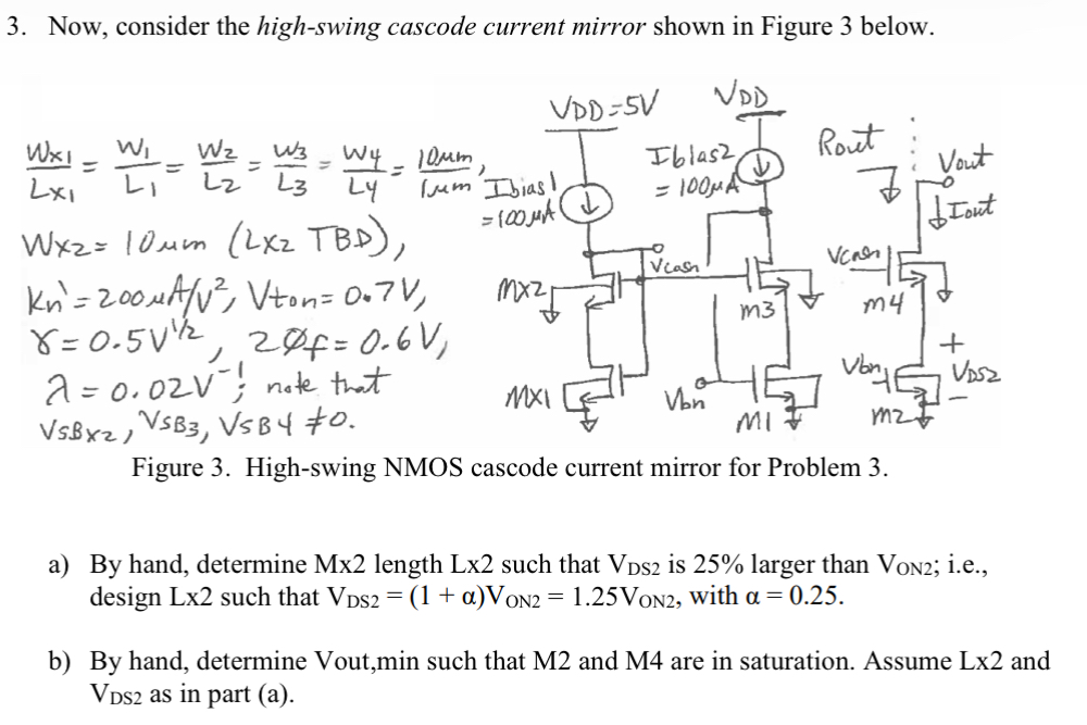 Solved Now Consider The High Swing Cascode Current Mirror Chegg