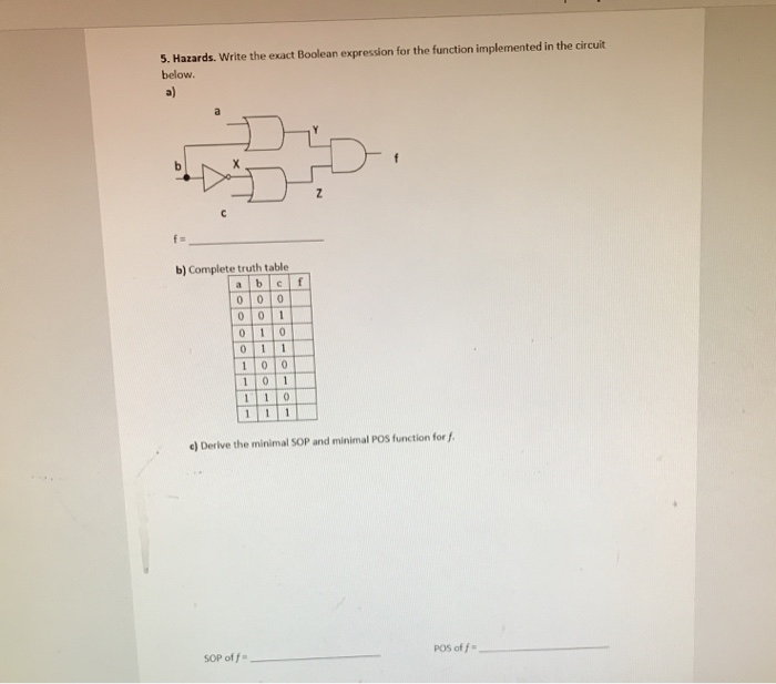 Solved 5 Hazards Write Exact Boolean Expression Function