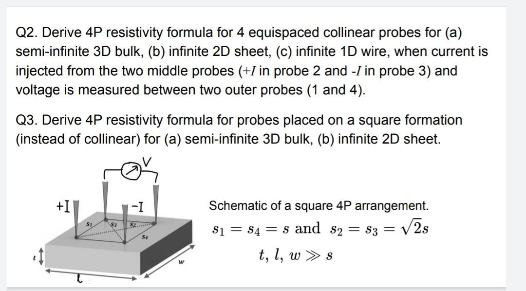 Q Derive P Resistivity Formula For Equispaced Chegg