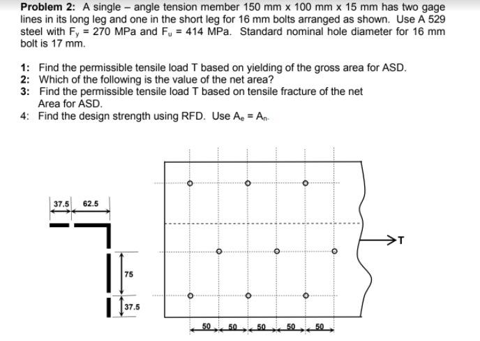 Solved Problem 2 A Single Angle Tension Member 150 Mm X Chegg