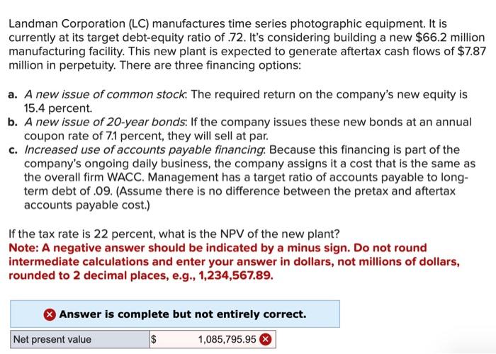 Landman Corporation LC Manufactures Time Series Chegg