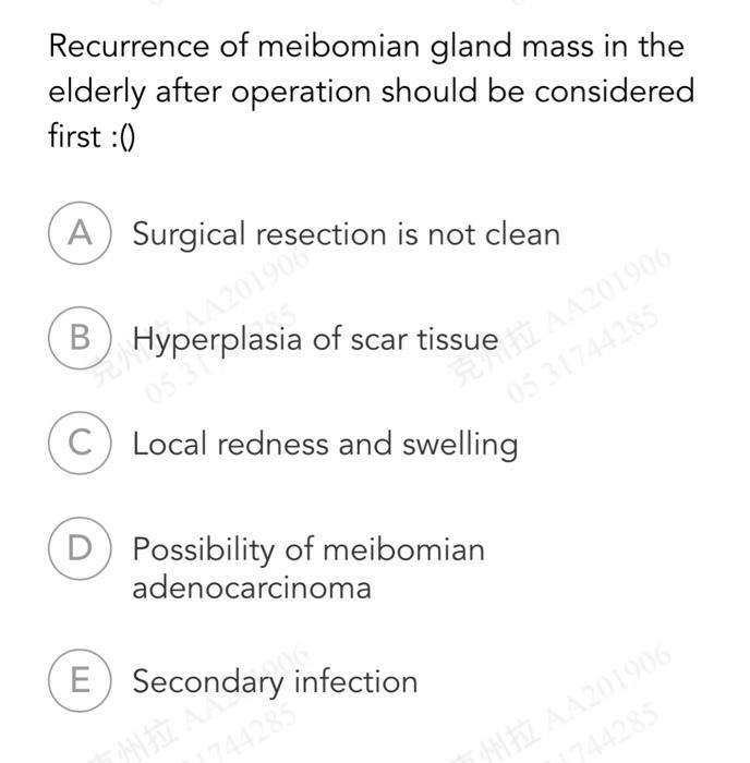 Solved Recurrence Of Meibomian Gland Mass In The Elderly Chegg