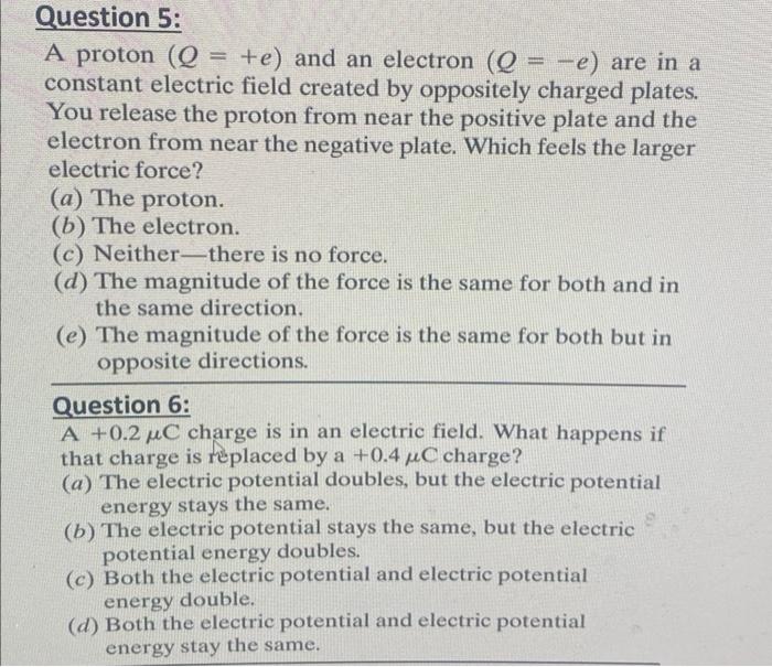 Solved Question A C Charge Is In An Electric Field Chegg