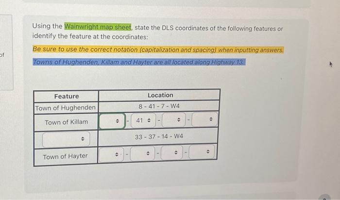 Using The Wainwright Map Sheet State The Dls Chegg