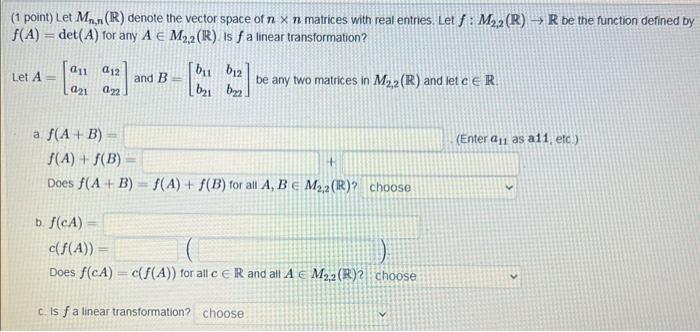 Solved Point Let Mn N R Denote The Vector Space Of Nn Chegg