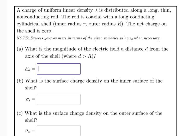 Solved A charge of uniform linear density λ is distributed Chegg