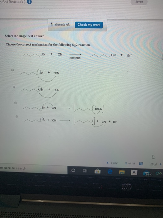 Solved Sn Reactions Saved Attempts Left Check My Work Chegg