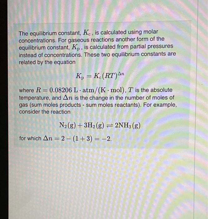 Solved The Equilibrium Constant Kc Is Calculated Using Chegg