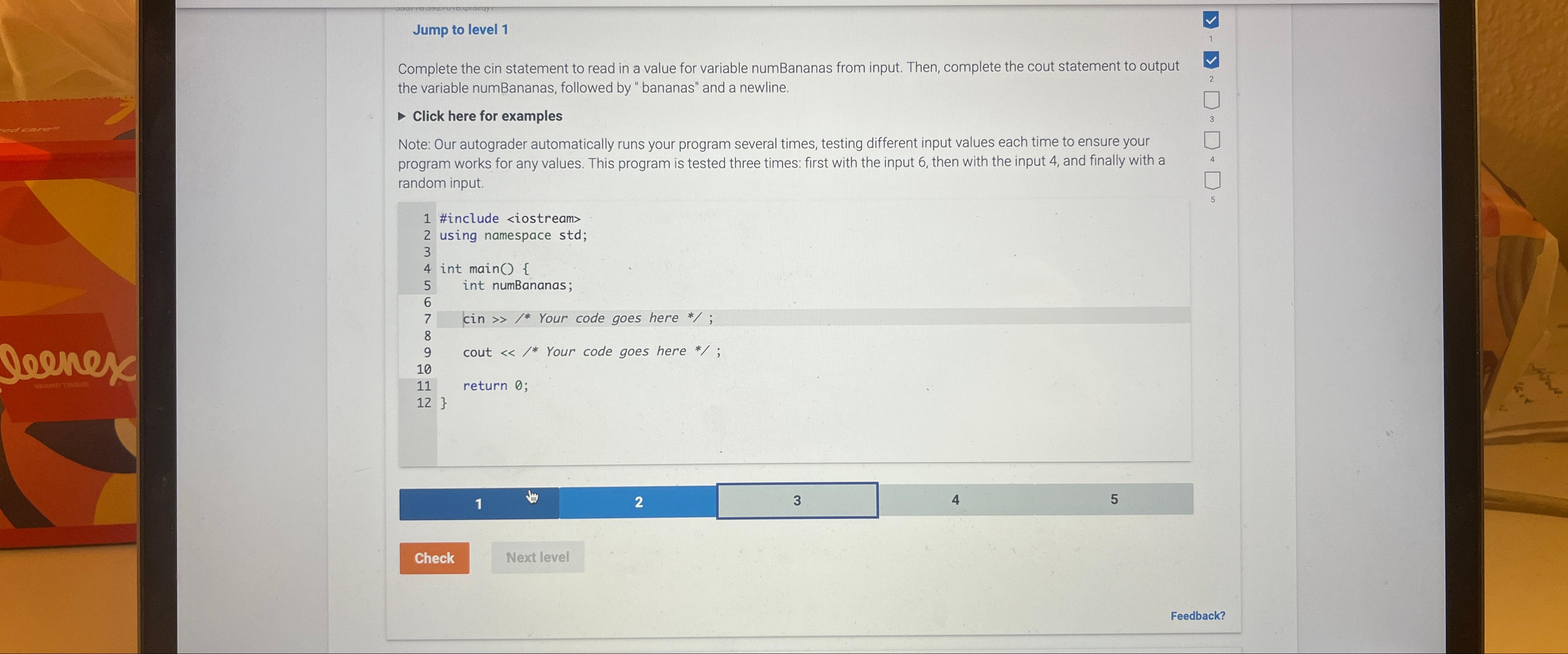 Solved Jump To Level 1Complete The Cin Statement To Read In Chegg