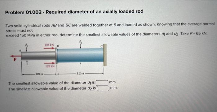 Solved Two Solid Cylindrical Rods Ab And Bc Are Welded Chegg