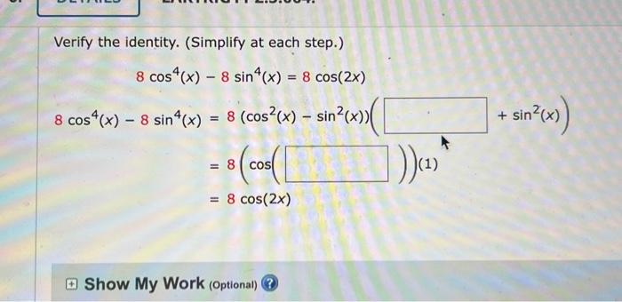 Solved Verify The Identity Simplify At Each Step Chegg