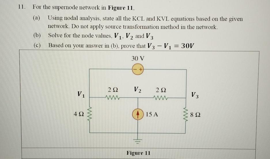 Solved For The Supernode Network In Figure A Using Chegg