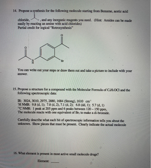 Solved 14 Propose A Synthesis For The Following Molecule Chegg