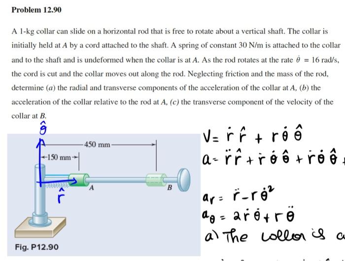 Solved A 1 Kg Collar Can Slide On A Horizontal Rod That Is Chegg