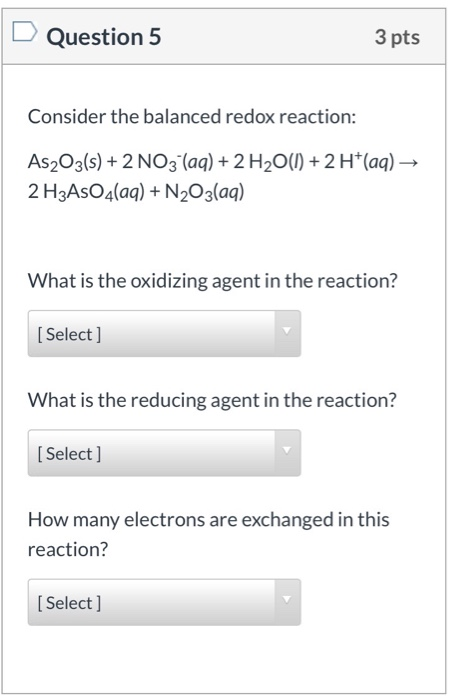 Solved Question 5 3 Pts Consider The Balanced Redox Chegg