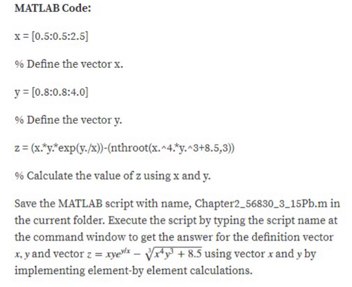 Solved Matlab Code X Define The Vector X Chegg