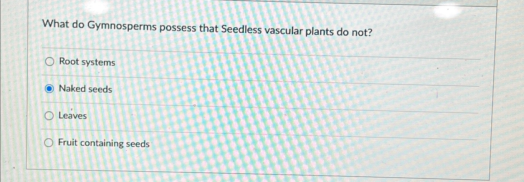 Solved What Do Gymnosperms Possess That Seedless Vascular Chegg