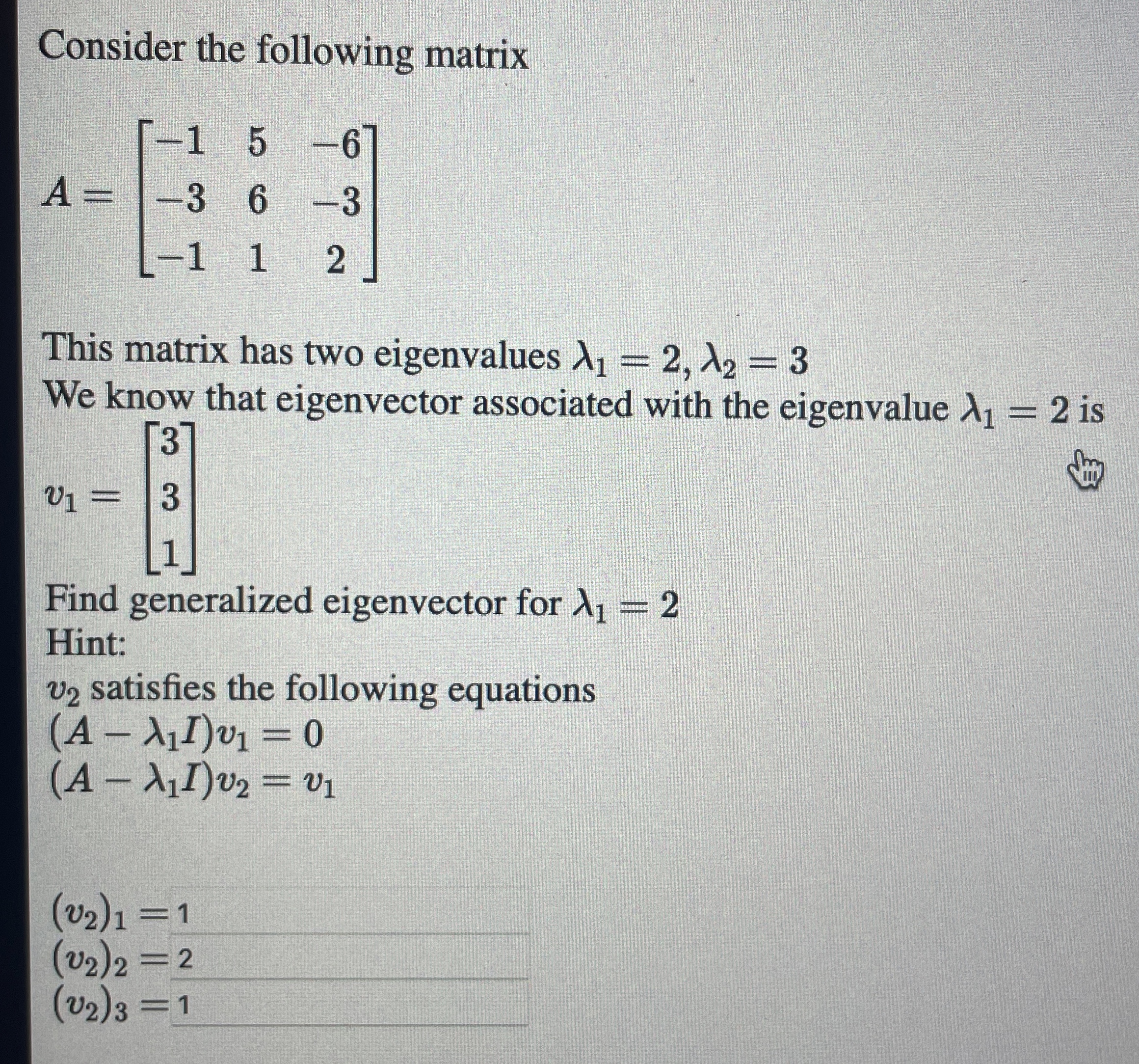 Solved Consider The Following MatrixA 15 6 36 3 112 This Chegg