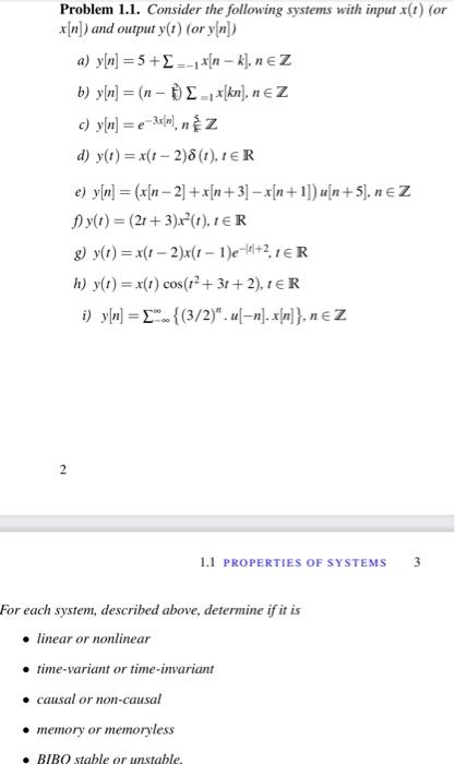 Solved Problem 1 1 Consider The Following Systems With Chegg