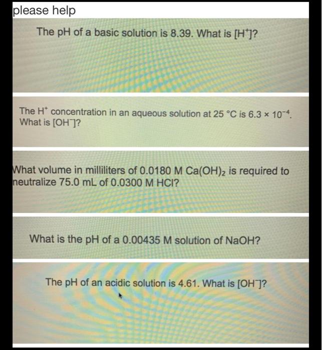 Solved Please Help The PH Of A Basic Solution Is 8 39 What Chegg