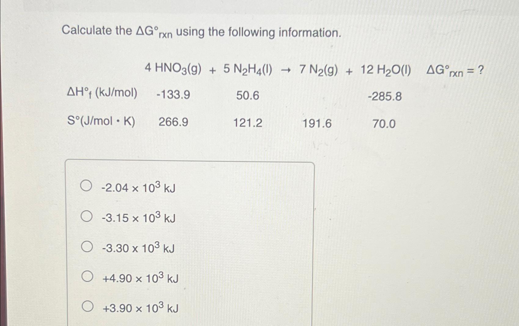 Solved Calculate The Delta G Deg Rxn Using The Chegg