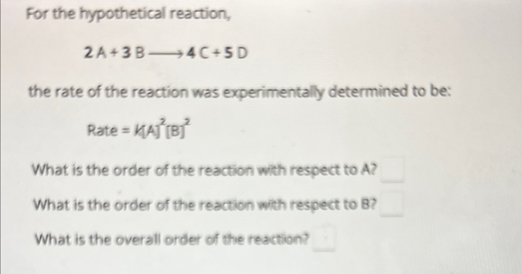 Solved For The Hypothetical Reaction A B C Dthe Chegg