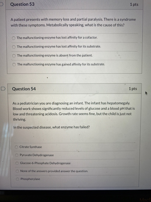 Solved Question Pts A Patient Presents With Memory Loss Chegg