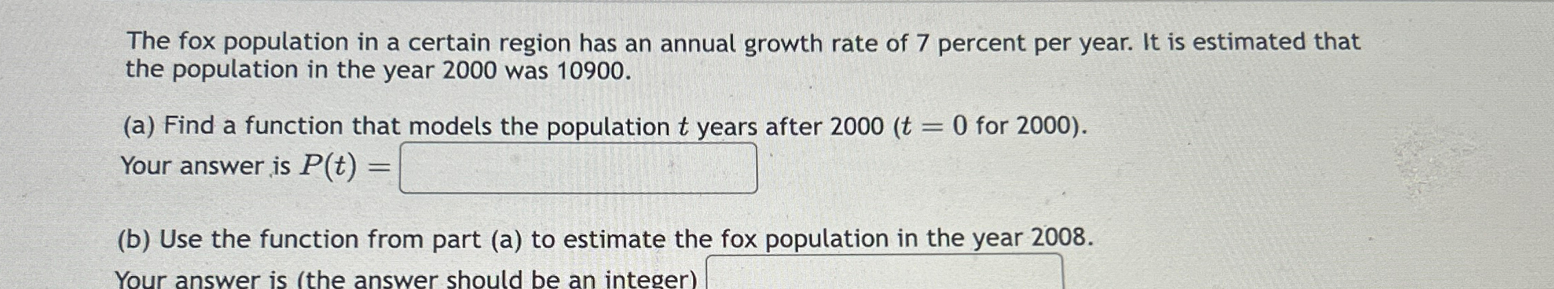 Solved The Fox Population In A Certain Region Has An Annual Chegg