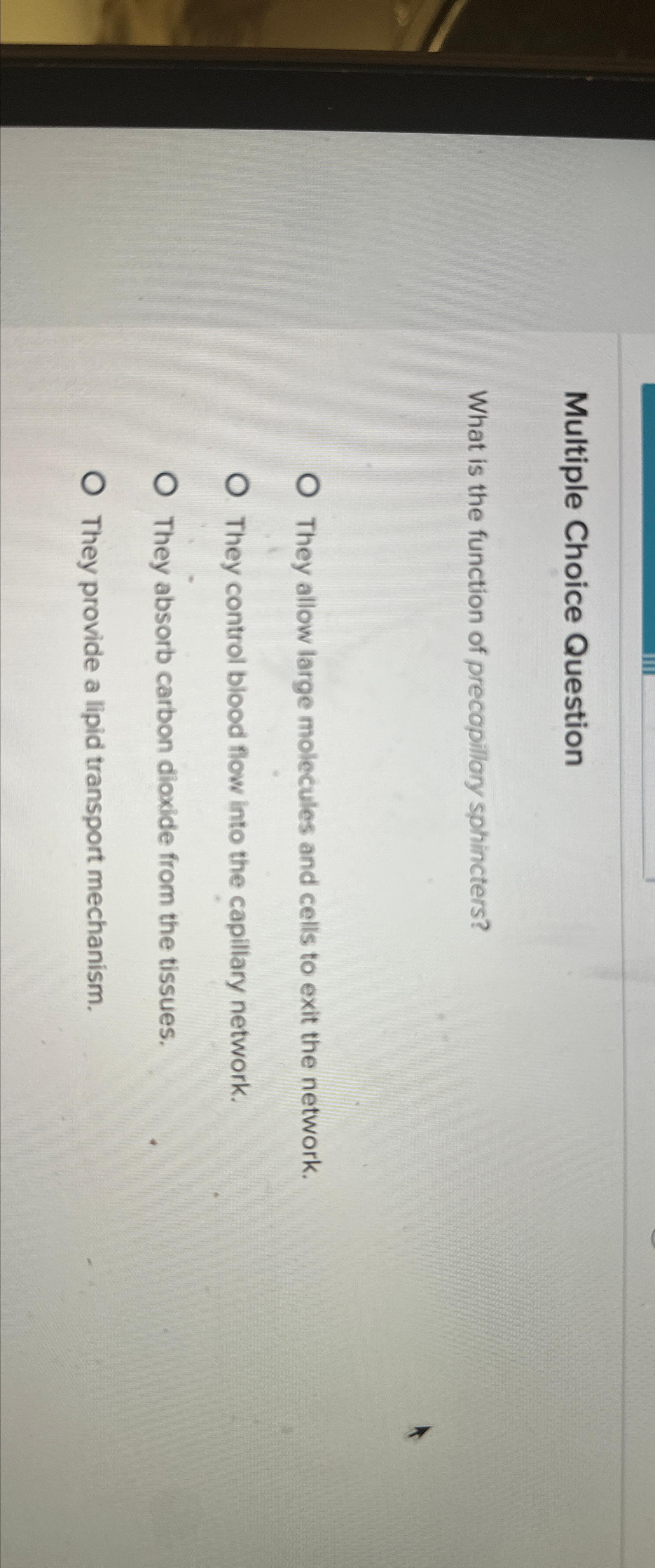 Solved Multiple Choice Questionwhat Is The Function Of Chegg