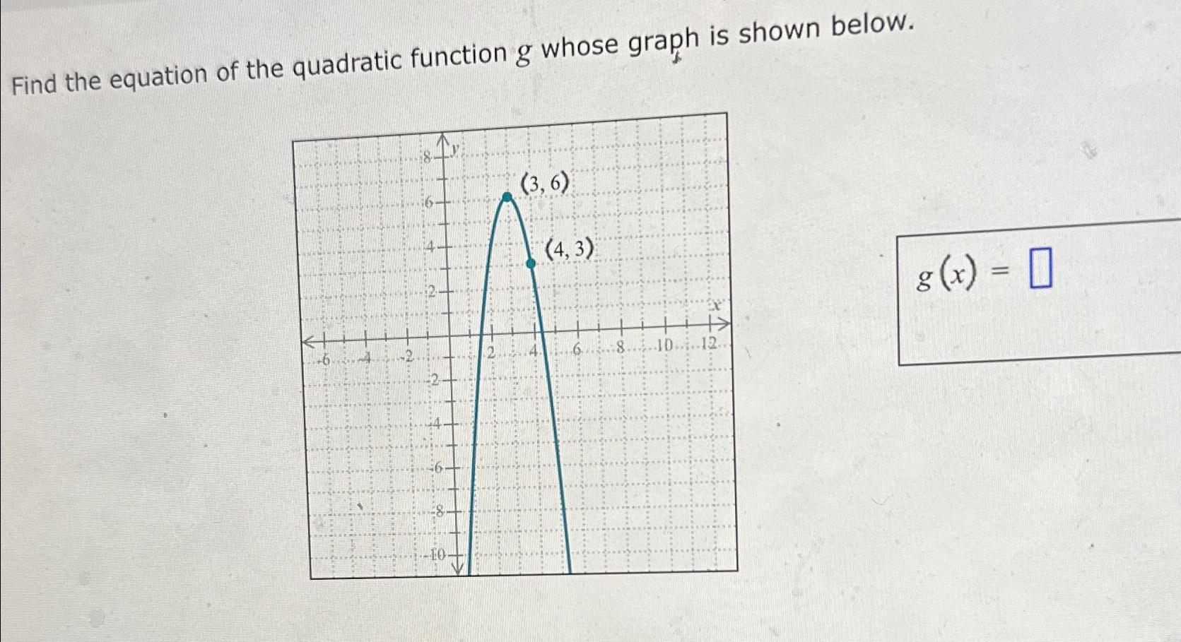 Solved Find The Equation Of The Quadratic Function G Whose Chegg