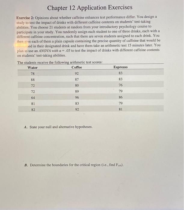 Solved Exercise Opinions About Whether Caffeine Enhances Chegg