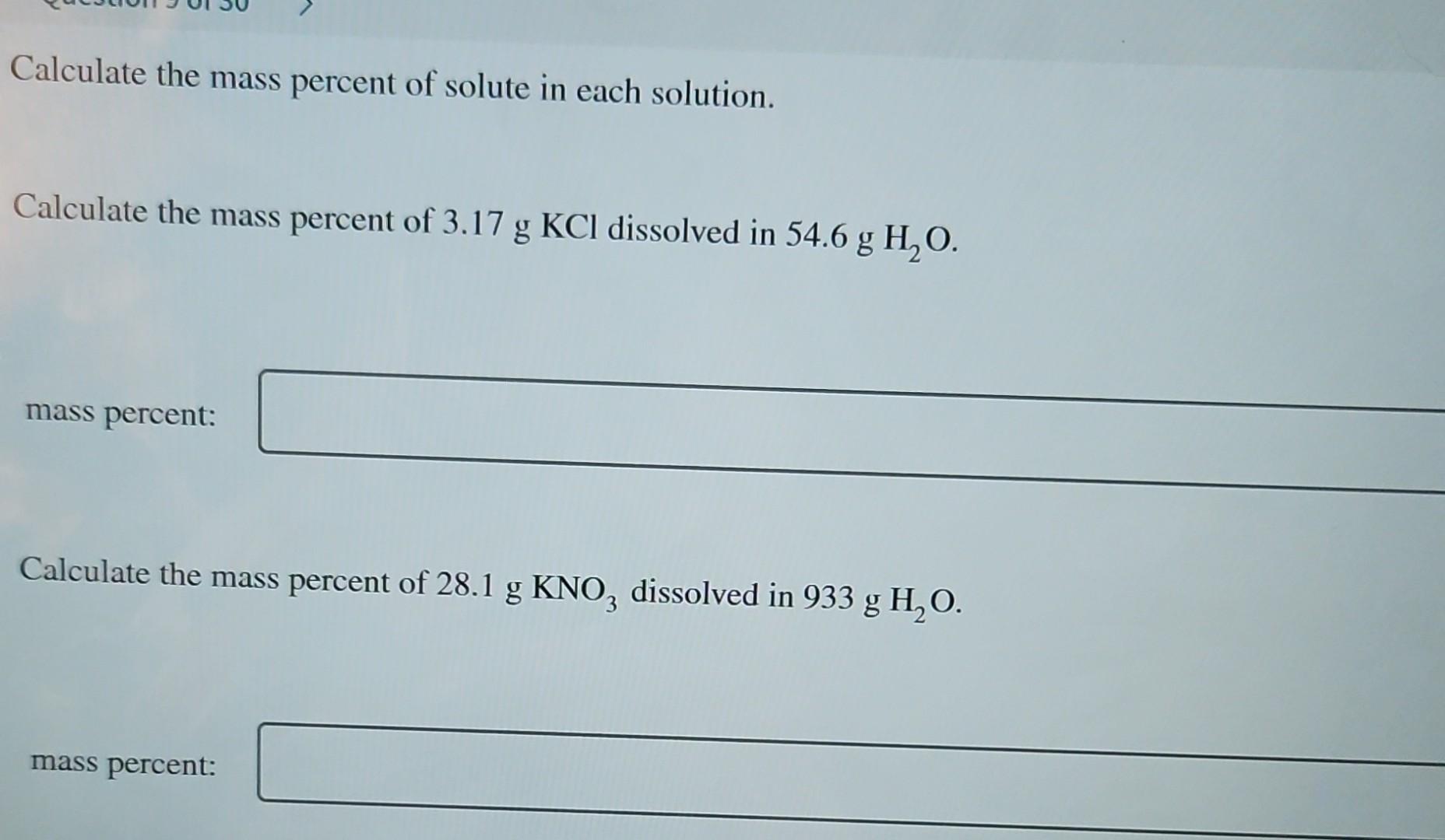 Solved Calculate The Mass Percent Of Solute In Each Chegg