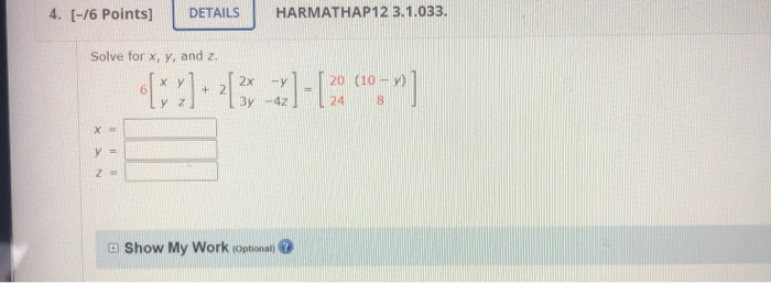 Solved Points Details Harmathap Use The Chegg