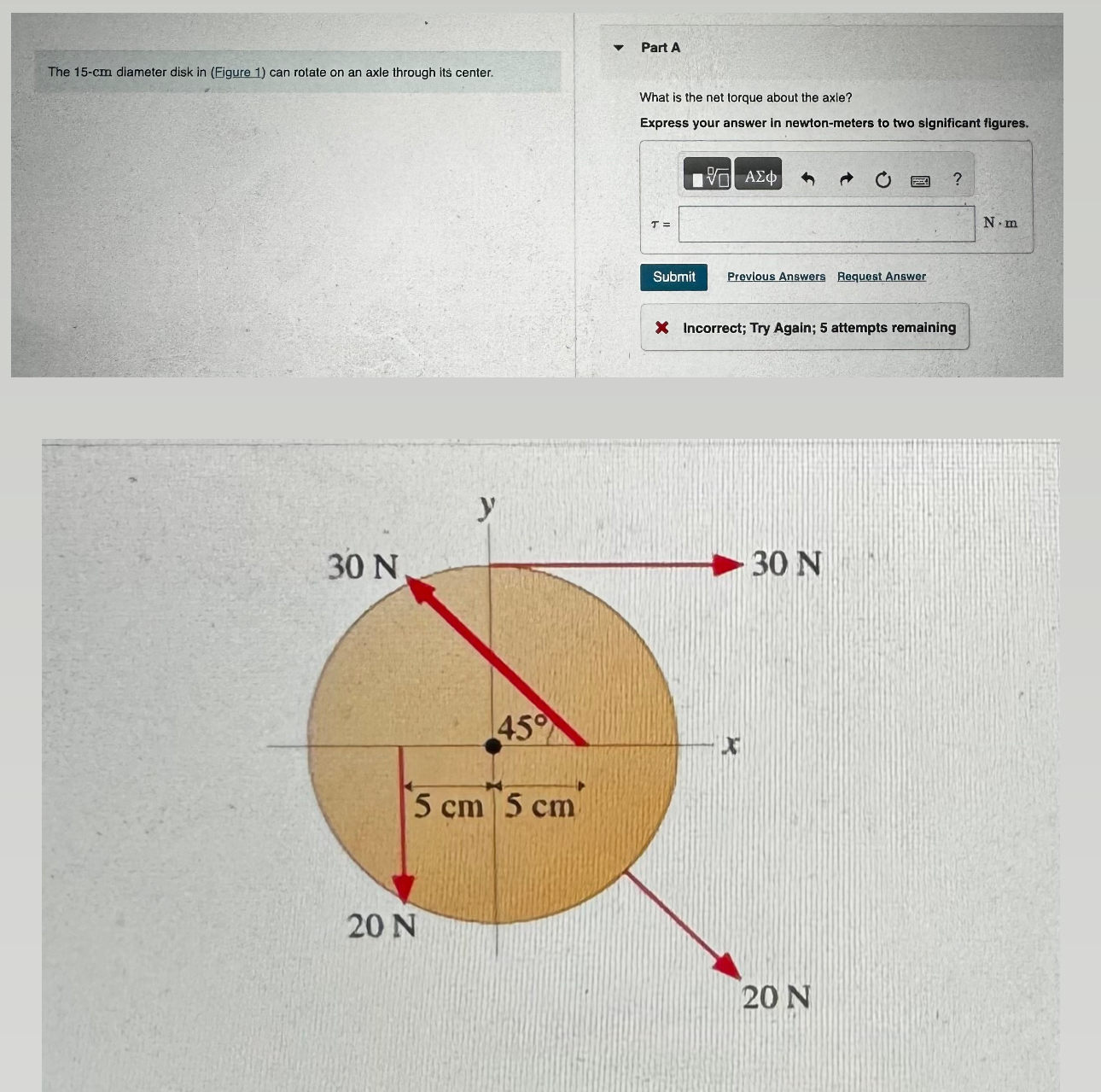 Solved The Cm Diameter Disk In Figure Can Rotate On Chegg