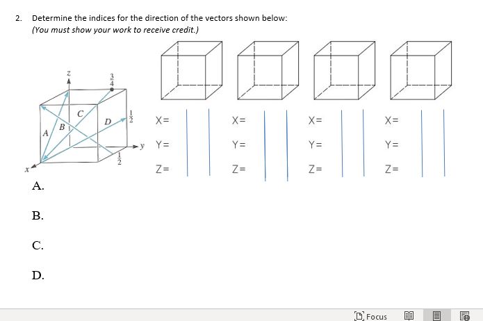 Solved Determine The Indices For The Direction Of The Chegg