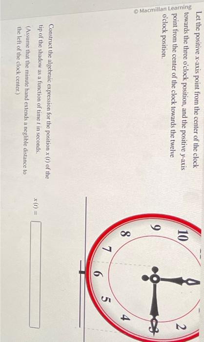 Solved A Giant Wall Clock With Diameter L Rests Ve