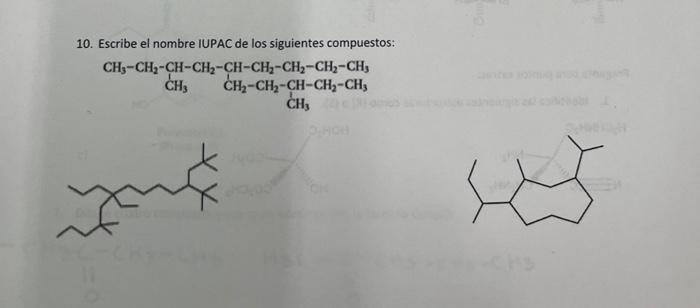 Solved 10 Escribe El Nombre IUPAC De Los Siguientes Chegg