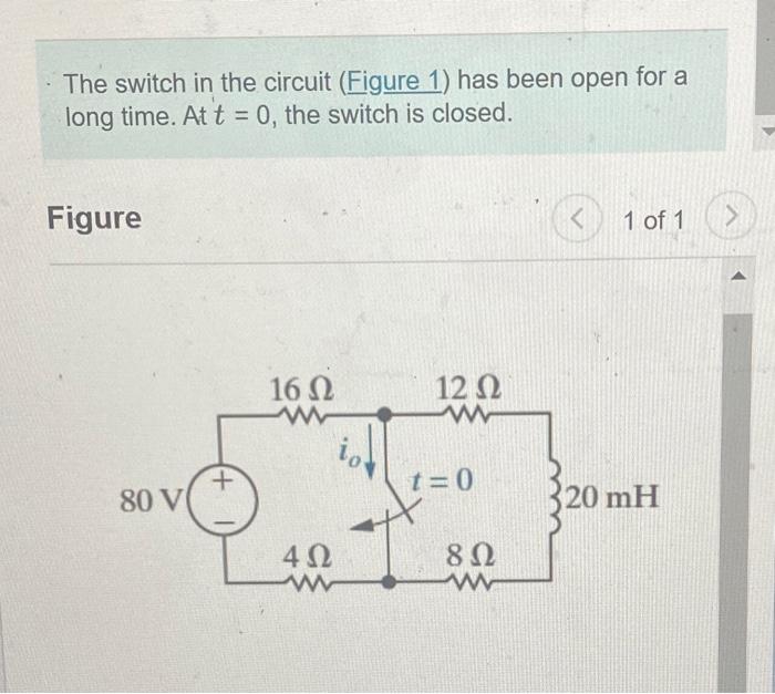 Solved The Switch In The Circuit Figure Has Been Open Chegg