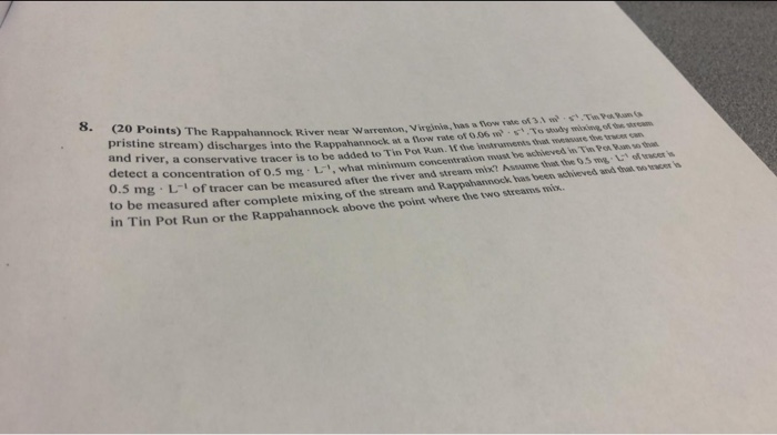 Solved 8 30 Points The Rappahannock River Near Warrenton Chegg