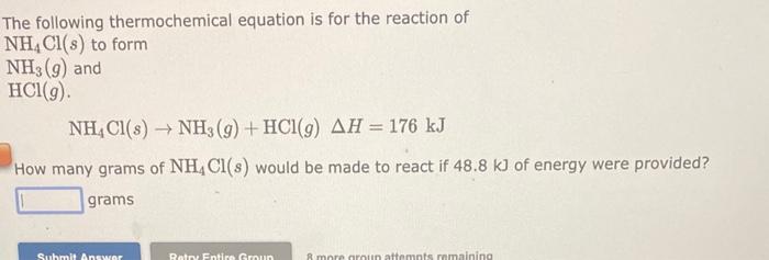 Solved The Following Thermochemical Equation Is For The Chegg