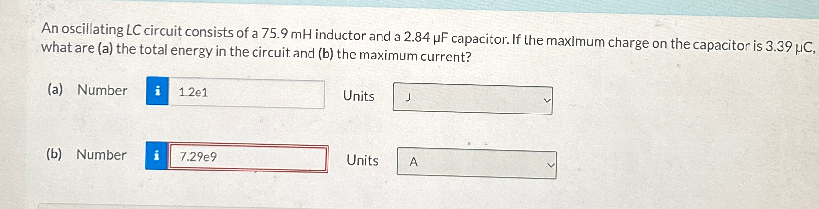 Solved An Oscillating Lc Circuit Consists Of A Mh Chegg