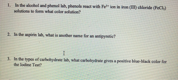 Solved In The Alcohol And Phenol Lab Phenols React With Chegg