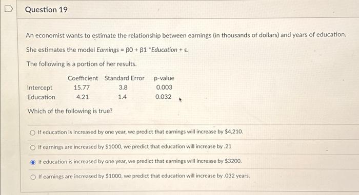 Solved Question An Economist Wants To Estimate The Chegg