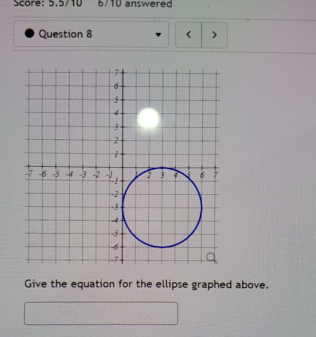 Solved Give The Equation For The Ellipse Graphed Above Chegg