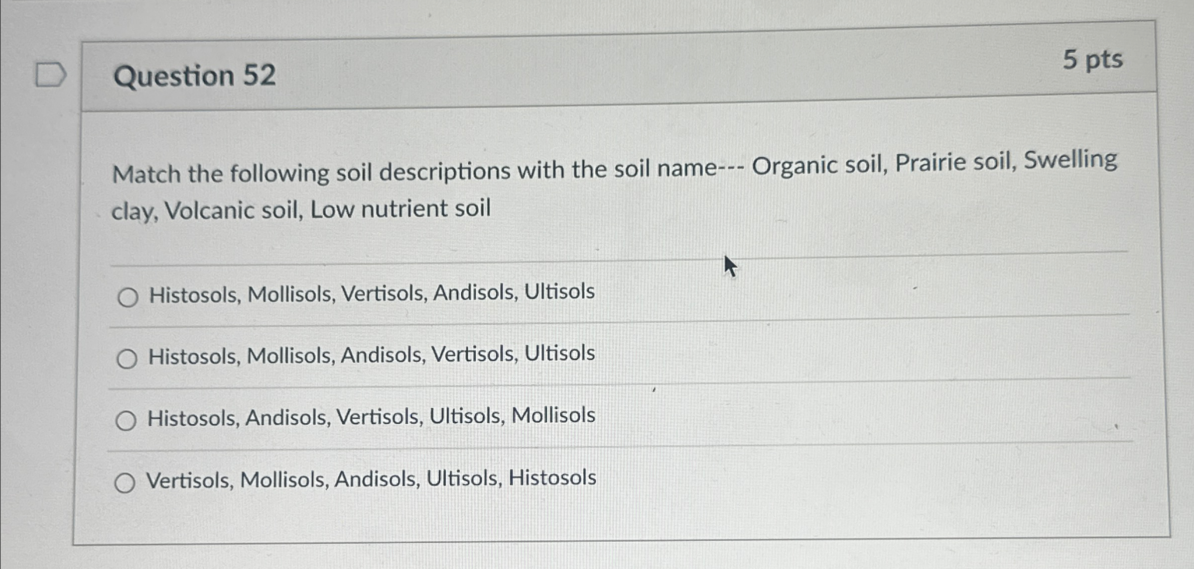 Solved Question 525 PtsMatch The Following Soil Chegg